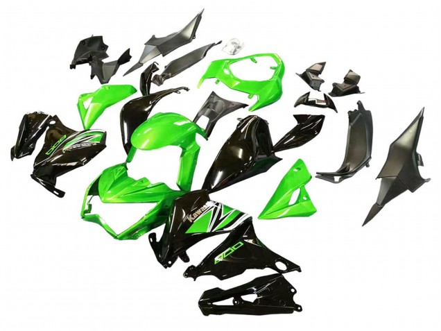 2013-2018 Kawasaki Z800 Motorcycle Fairings - Green Glossy Black Canada