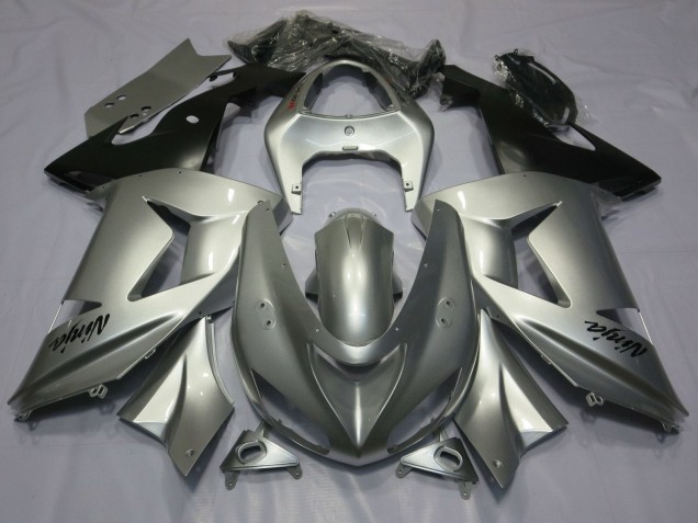 2006-2007 Kawasaki ZX10R Motorcycle Fairings - Silver Matte Black Canada