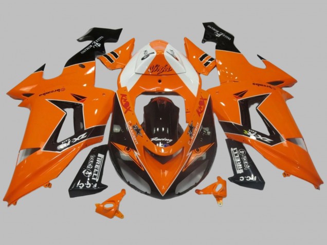 2006-2007 Kawasaki ZX10R Motorcycle Fairing - Orange White Black Racing Elf Canada