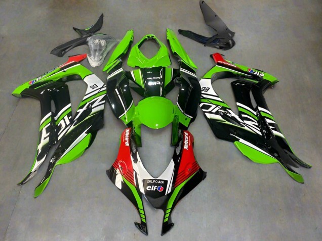 2016-2020 Kawasaki ZX10R Motorcycle Fairings - Green Black Red White Elf Canada