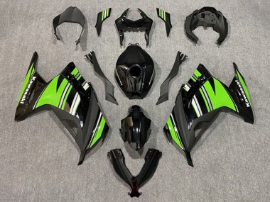 2013-2024 Kawasaki EX300 Motorcycle Fairings - Glossy Black Green White Stripe Canada
