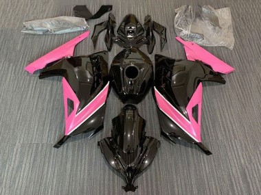 2013-2024 Kawasaki EX300 Motorcycle Fairings - Glossy Black Pink White Stripe Canada