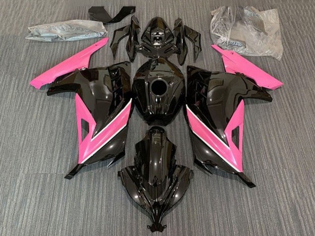 2013-2017 Kawasaki EX300 Motorcycle Fairings - Glossy Black Pink White Stripe Canada