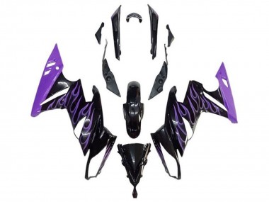 2009-2011 Kawasaki Ninja 650 EX650 Motorcycle Fairings - Glossy Black Purple Flame Canada