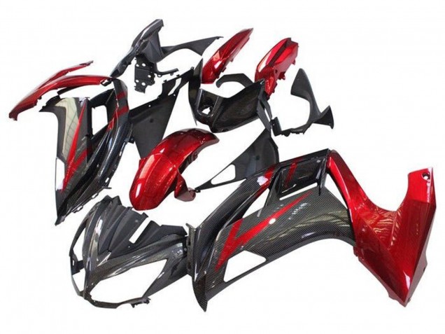 2012-2016 Kawasaki Ninja 650 EX650 Motorcycle Fairings - Red Black Faux Carbon Fiber Canada