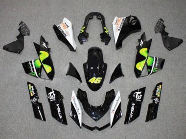 2010-2013 Kawasaki Z1000 Motorcycle Fairings - Glossy Black White Green MoviStar Monster Canada