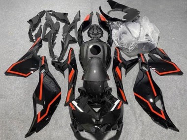 2019-2025 Kawasaki ZX25R ZX-25R Motorcycle Fairings - Black Faux Carbon Fiber Red Canada