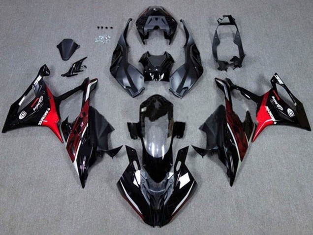 2019-2022 BMW S1000RR Motorcycle Fairings - Black Dark Red Red Canada