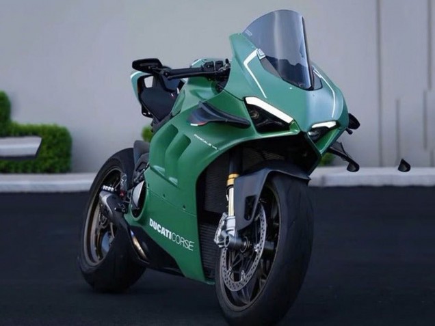 2020-2021 Ducati Panigale V4 V4S Motorcycle Fairings - Matte Green White Canada