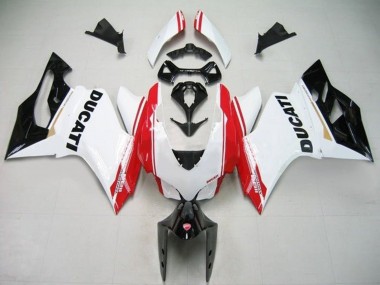 2011-2014 Ducati Panigale 1199 Motorcycle Fairings - White Red Glossy Black Stripe Canada