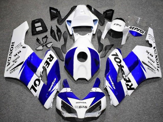 2004-2005 Honda CBR1000RR Motorcycle Fairings - White Blue Black Repsol Canada
