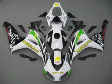 2006-2007 Honda CBR1000RR Motorcycle Fairings - White Green Yellow Glossy Black Hannspree Canada