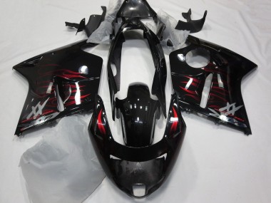 1996-2007 Honda CBR1100XX Blackbird Motorcycle Fairing - Glossy Black Red Flame Canada