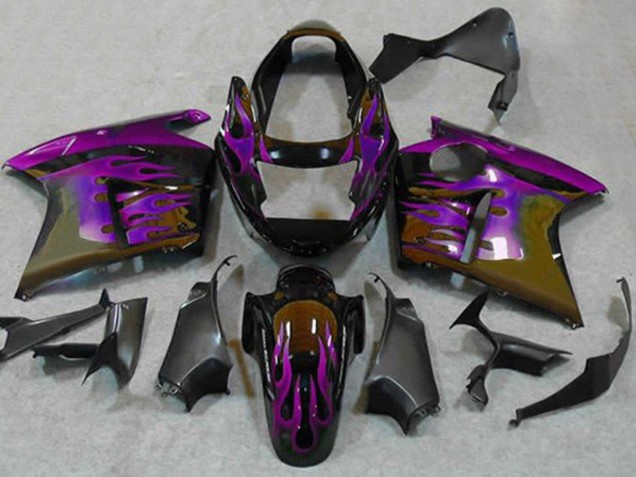 1996-2007 Honda CBR1100XX Blackbird Motorcycle Fairings - Glossy Black Purple Flame Canada