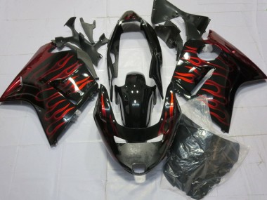 1996-2007 Honda CBR1100XX Blackbird Motorcycle Fairings - Glossy Black Red Flame Canada