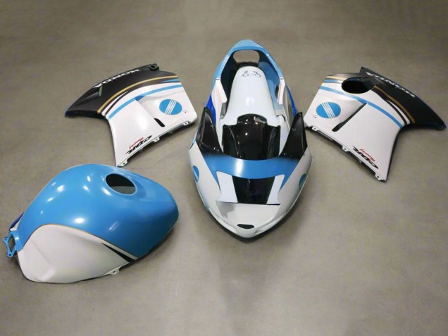 1996-2007 Honda CBR1100XX Blackbird Motorcycle Fairings - White Blue Black Konica Minolta Canada