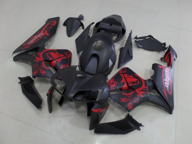 2005-2006 Honda CBR600RR Motorcycle Fairings - Matte Black Matte Red Gear Canada
