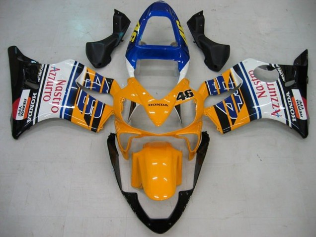 2001-2003 Honda CBR600 F4i Motorcycle Fairings - Yellow White Blue Glossy Black Nastro Azzurro Canada