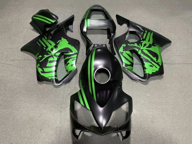 2001-2003 Honda CBR600 F4i Motorcycle Fairings - Green Matte Black Skull Canada