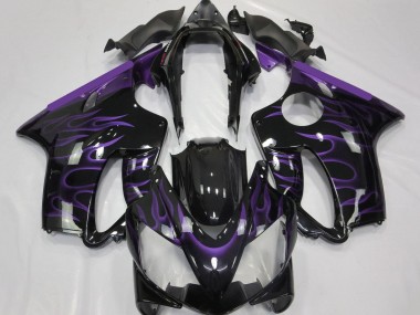 2004-2007 Honda CBR600 F4i Motorcycle Fairings - Glossy Black Purple Flame Canada
