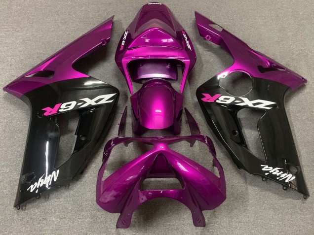 2003-2004 Kawasaki ZX6R Motorcycle Fairing - Purple Glossy Black Canada