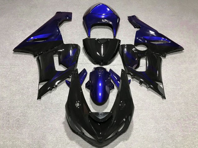 2005-2006 Kawasaki ZX6R Motorcycle Fairing - Blue Glossy Black Canada