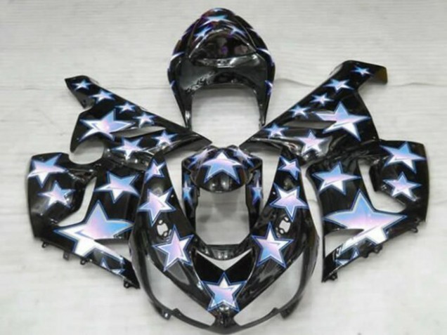 2005-2006 Kawasaki ZX6R Motorcycle Fairings - Black Blue White Star Canada