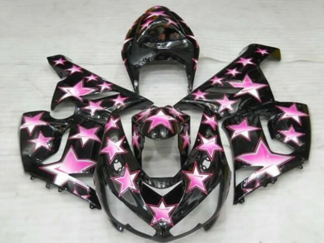 2005-2006 Kawasaki ZX6R Motorcycle Fairings - Black Pink Star Canada