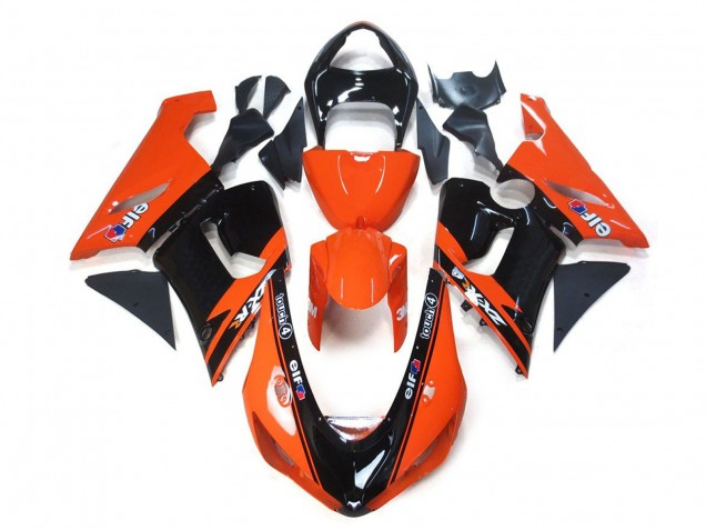 2005-2006 Kawasaki ZX6R Motorcycle Fairings - Orange Black Elf Canada