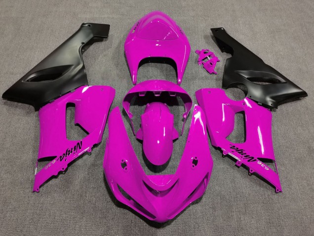 2005-2006 Kawasaki ZX6R Motorcycle Fairings - Pink Matte Black Canada