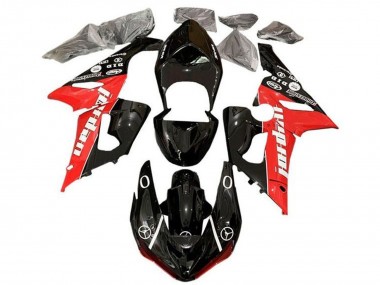 2005-2006 Kawasaki ZX6R Motorcycle Fairings - Glossy Black Red White Jordan Canada