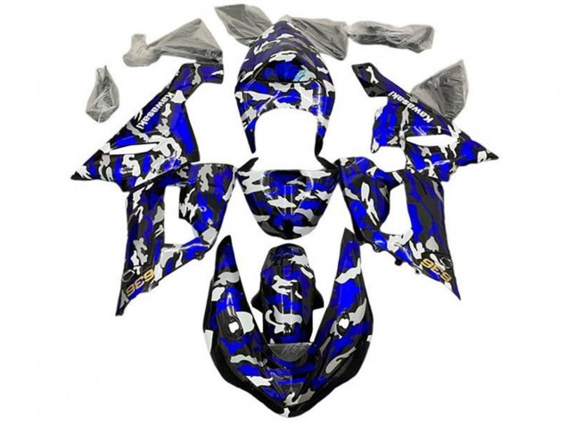 2005-2006 Kawasaki ZX6R Motorcycle Fairings - Blue Camouflage Canada