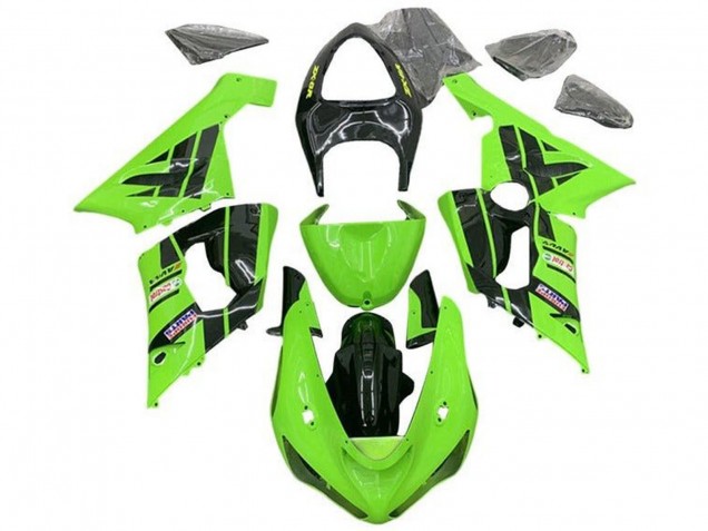 2005-2006 Kawasaki ZX6R Motorcycle Fairings - Light Green Black Castrol Canada
