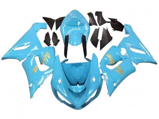 2005-2006 Kawasaki ZX6R Motorcycle Fairings - Light Blue Gold Canada