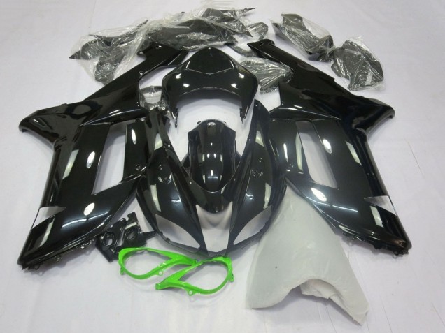 2007-2008 Kawasaki ZX6R Motorcycle Fairings - Glossy Black Neon Green Canada