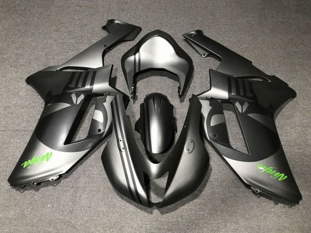 2007-2008 Kawasaki ZX6R Motorcycle Fairings - Matte Silver Matte Black Skull Canada