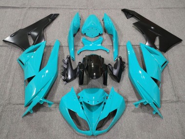 2007-2008 Kawasaki ZX6R Motorcycle Fairings - Turquoise Blue Black Matte Black Canada