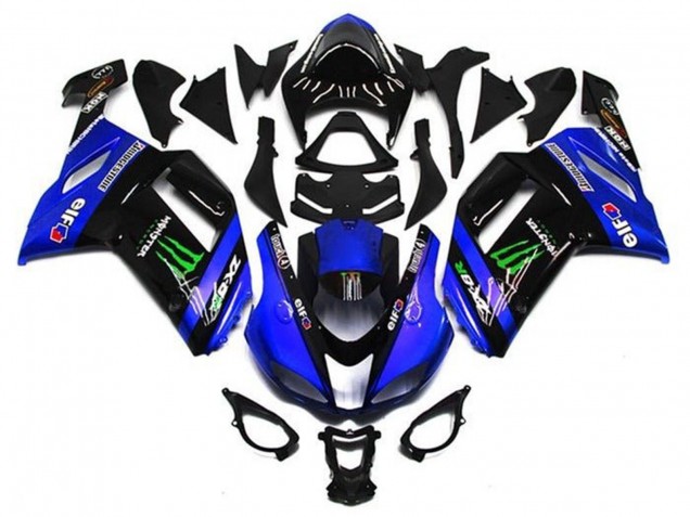 2007-2008 Kawasaki ZX6R Motorcycle Fairings - Blue Black Green Monster Canada