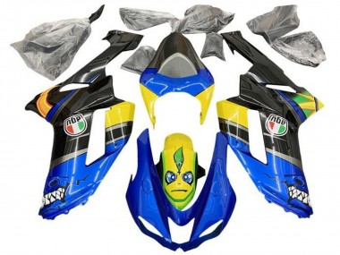 2007-2008 Kawasaki ZX6R Motorcycle Fairings - Blue Black Yellow Shark Canada