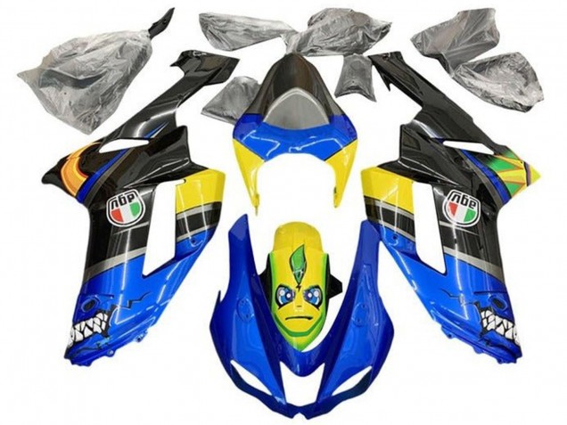 2007-2008 Kawasaki ZX6R Motorcycle Fairings - Blue Black Yellow Shark Canada