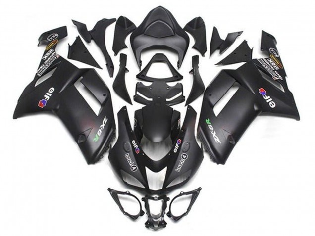 2007-2008 Kawasaki ZX6R Motorcycle Fairings - Matte Black Elf Canada