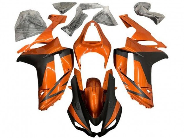 2007-2008 Kawasaki ZX6R Motorcycle Fairings - Orange Matte Black Canada