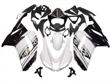 2007-2008 Kawasaki ZX6R Motorcycle Fairings - White Black Silver Stripe Canada