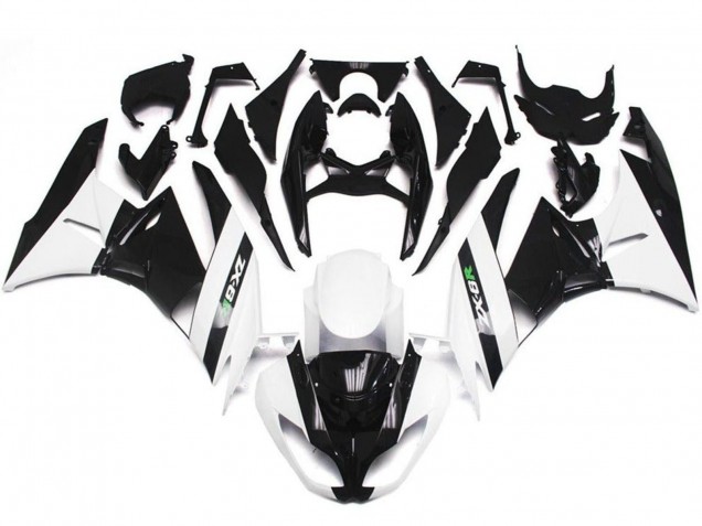 2009-2012 Kawasaki ZX6R Motorcycle Fairings - White Glossy Black Canada