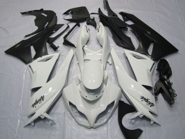 2009-2012 Kawasaki ZX6R Motorcycle Fairings - White Matte Black Canada
