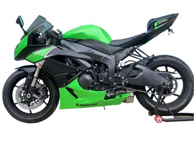 2009-2012 Kawasaki ZX6R Motorcycle Fairings - Green Matte Black Canada