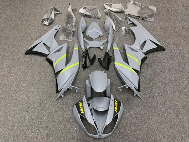2009-2012 Kawasaki ZX6R Motorcycle Fairings - Grey Yellow Stripe Canada