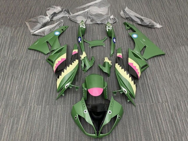 2009-2012 Kawasaki ZX6R Motorcycle Fairings - Yellow Pink Matte Green Shark Canada
