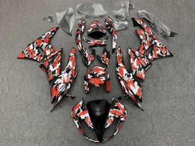 2009-2012 Kawasaki ZX6R Motorcycle Fairings - Red White Black Camouflage Canada
