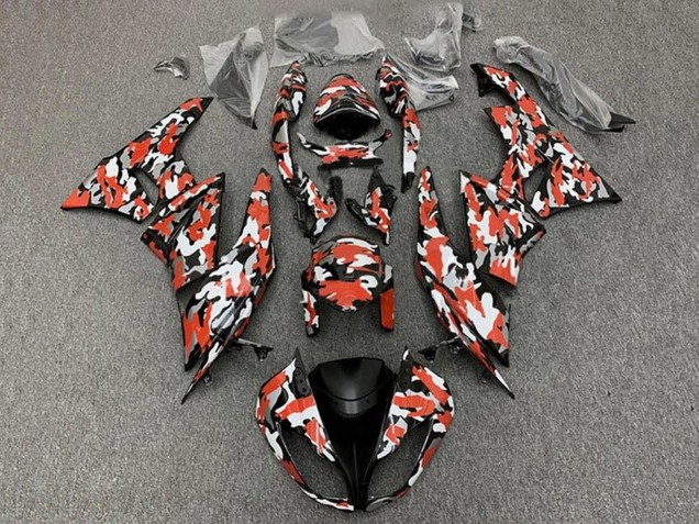 2009-2012 Kawasaki ZX6R Motorcycle Fairings - Red White Black Camouflage Canada